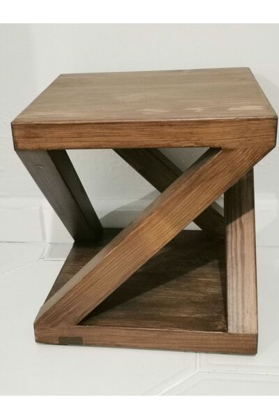 inci mobilya ahşap Ahşap Tabure Sehpa Çiçeklik Kestane Rengi