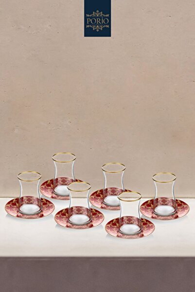 Porio İtalyan Tasarım Kırmızı Tabaklı Heybeli Çay Takımı Pr08-1024