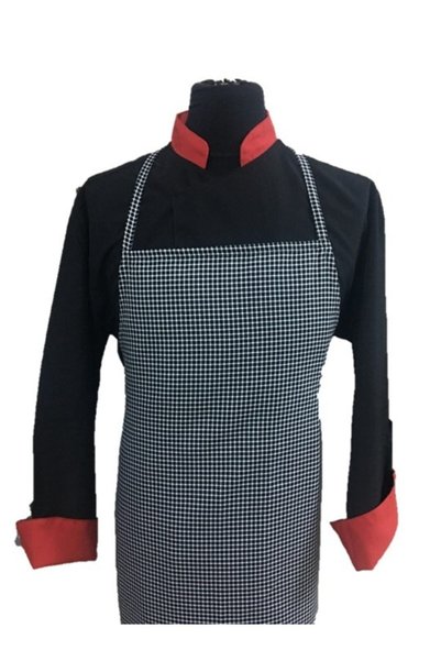 ADALILAR İŞ ELBİSELERİ Halter-Length Cook Kitchen Restaurant Waiter Dining Hall Apron (Wide Checked)