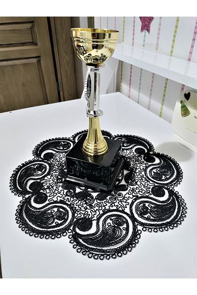 CAMİNHO DA LUA Placemat Broderie Farfurie De Servire De Lux Damla Set Masa Si Prezentare Raft Zestre Negru