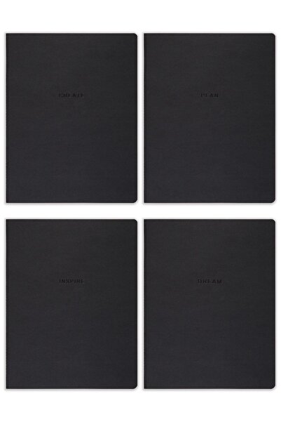 Matt Notebook 18x24'cm 4'lü Defter Set Çizgili Terzi Dikiş Siyah