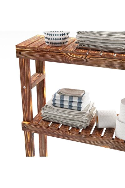 onehediye Çamaşır Makinesi Üstü Düzenleyici Dolap Ahşap Banyo Dolabı 2 Raflı Banyo Rafı Düzenleyici Mob176