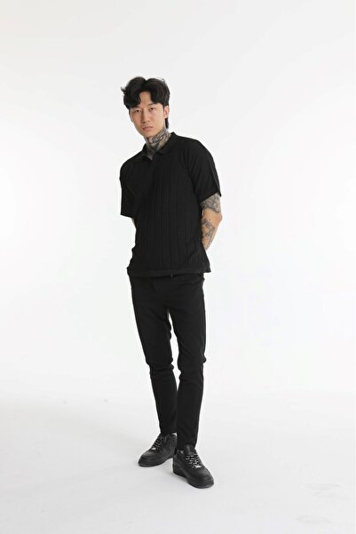 The Champ Clothing Ανδρικό μπλουζάκι The Champ Polo Neck Knitted Μαύρο