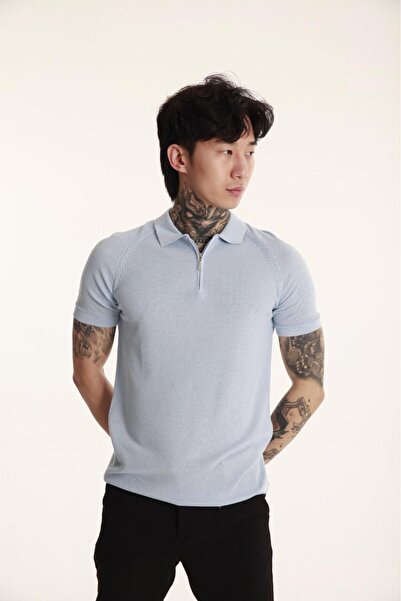 The Champ Clothing Ανδρικό μπλουζάκι The Champ Polo με φερμουάρ, πλεκτό μπλε