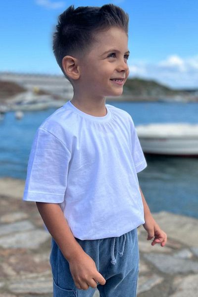 Pollito Παιδικό T-shirt White Crew Neck Basic 100% βαμβάκι