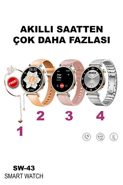 TMAX Watch Sw43 Ultra Mini 41mm Woman 3 Kordon Ve 1 Bileklik Hediyeli 2023 Yeni Model