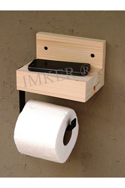 IMKER HOME Ahşap Wc Kağıtlık Tuvalet Kağıtlığı Tuvalet Kağıdı Askısı Metal Ap...