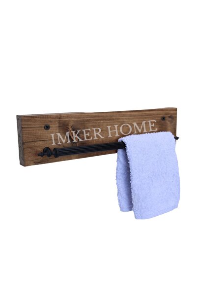 IMKER HOME Ceviz/siyah Ahşap Banyo Düzenleyici Paslanmaz Havlu Askısı Duvar H...