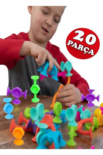 RoseRoi Vacuum Molecule Track with Suction Cup Building Silicone Blocks Popit Sensory Educational Toy