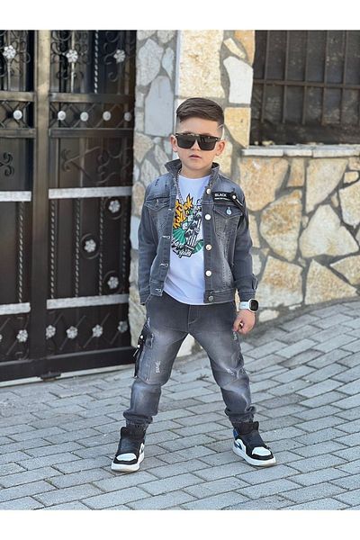 Calisa Jachetă De Blugi Băiat Blugi Pantaloni Cargo Și Tricou Costum Jeans De Sărbători