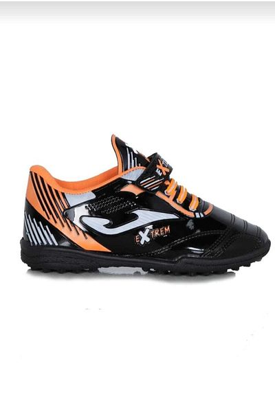 DÜNYA MAĞAZA Young Children's Light Orange Black Sole Velcro Astroturf Field Shoes Crampon Extrem
