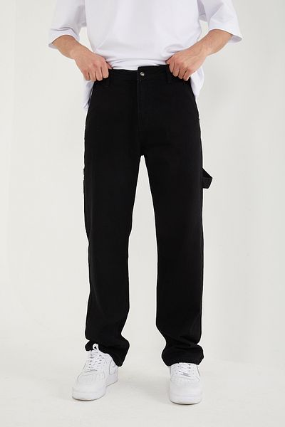 DİFRANSEL Black Baggy Jeans - Men's Pocket Detailed Trousers