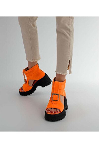 Sibel Durmaz Diaz Orange Suede Sandals