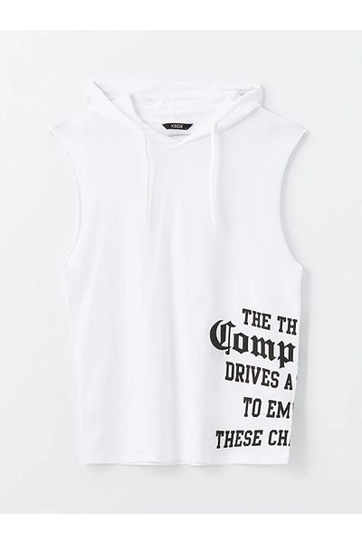LC Waikiki Tricou XSIDE pentru bărbați din bumbac pieptănat fără mâneci - cu glugă și imprimeu BayQ