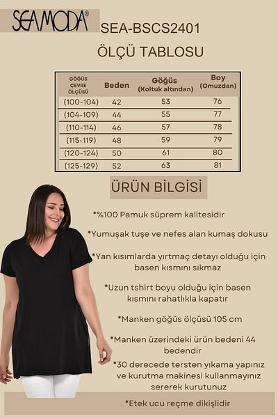 Seamoda Tricou din bumbac cu decolteu în V - NEGRU