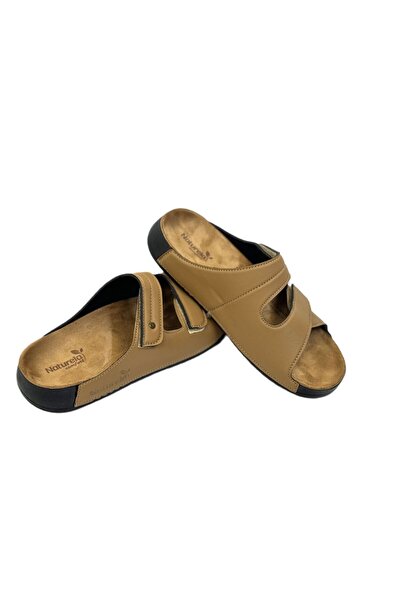 KAFKASLAR AYAKKABI Full orthopedic KAFKASLAR - Leather velcro mother slippers