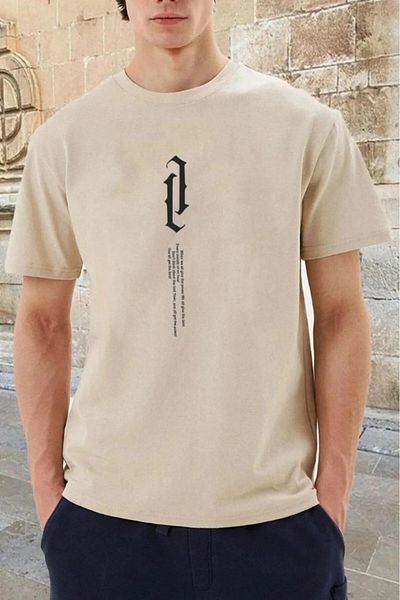 EFFRENATU Μπλουζάκι με κάθετη στάμπα Oversize