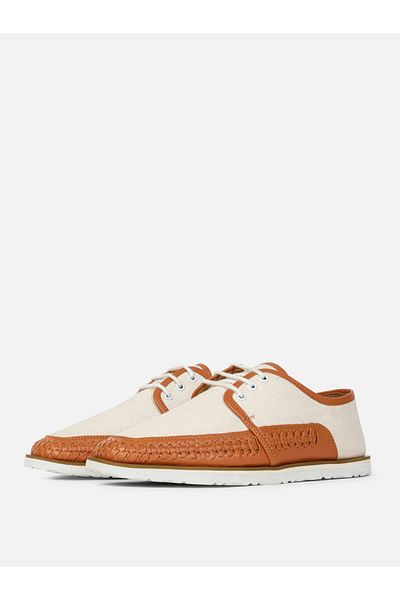 Styli Contrast Huarache Hand Woven Detail Lace Up Shoes
