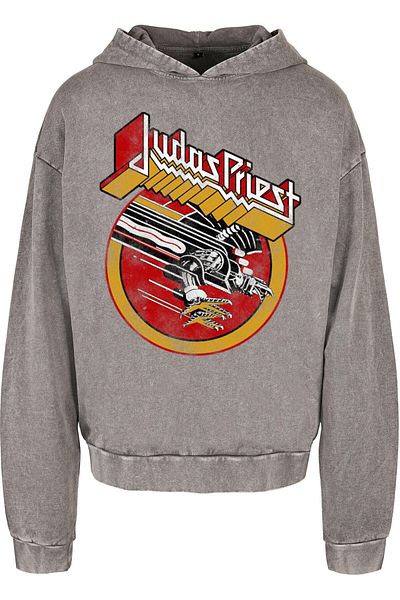 Merchcode Herren Judas Priest - Solid Circle Acid Washed Oversized-Kapuzenpullover