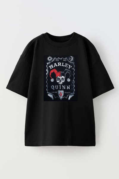 NMG TEKSTİL تي شيرت هارلي كوين مطبوع باللون الأسود للجنسين