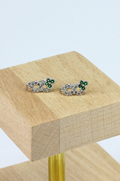 Ulubay gümüş Kelebekli Halka Taşlı Çocuk Bebek Küpesi 925 Ayar Gümüş