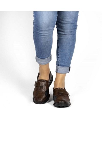 BELOX Pantofi de damă din piele naturală ortopedică maro proeminență osoasă