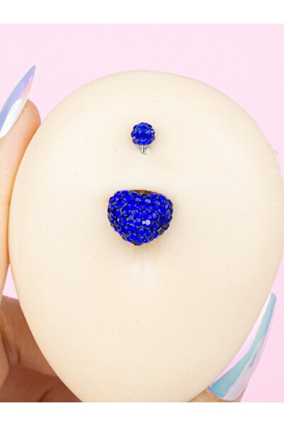 MORNEVA Şambala Kristal Taşlı Kalp Çelik Belly Göbek Piercingi