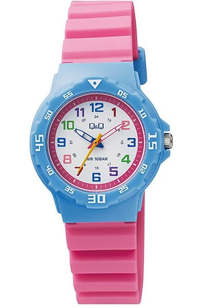 Q&Q Silicone Cord 10 Bar Waterproof Unisex Kids Wristwatch Vr19j014y-a