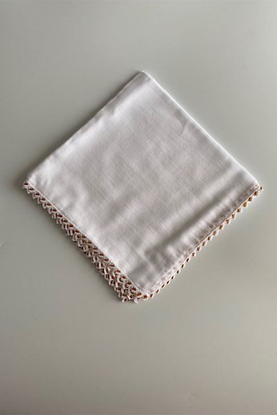 AYASOFYA OTANTIK 90*90 mărgele de nisip detaliat 100% bumbac scris - croșetat brodat, ALB