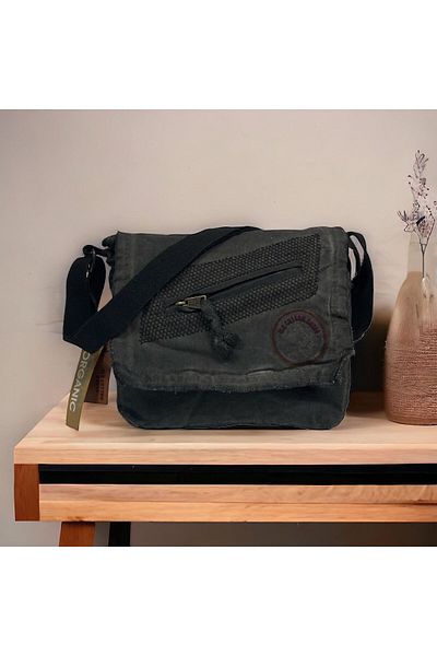 Old Cotton Vintage Small Casual Unisex Daily Crossbody Messenger Bag S Size 26X20Cm
