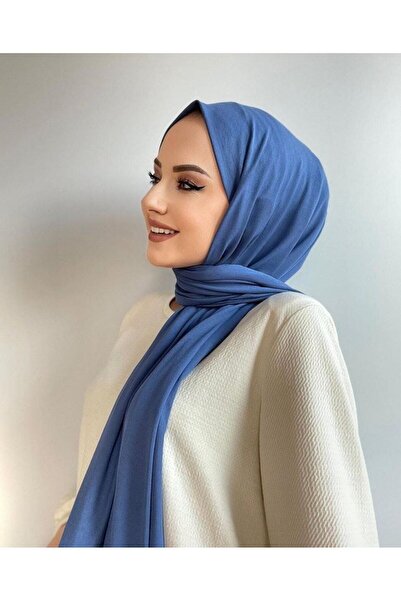 İSTANBULSTYLEMODA Şal Lycra Peneye de calitate Albastru 180x75 Şal2305