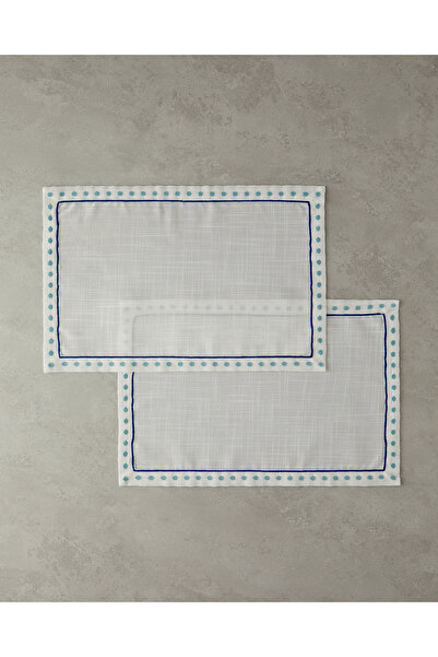 English Home Coachella Bounce Polyester 2'li Amerikan Servis 30x45 cm Krem - Mavi