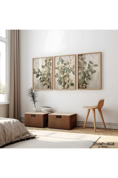 woodhomeworks Дървена декоративна картина с 3 рамки, абстрактна
