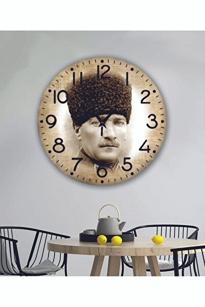 Bilge Lazer bilge Tasarım ATATÜRK temalı Duvar Saati 35 x 35 CM