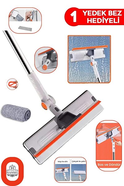Hansel Teleskopik Çift Taraflı Pratik Yüksek Kaliteli Cam Silme Aparatı Yedek...