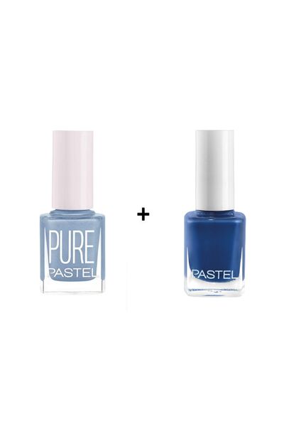 Pastel Pure Açık Mavi Gökyüzü Rengi Ve Çan Çiçeği Rengi Oje