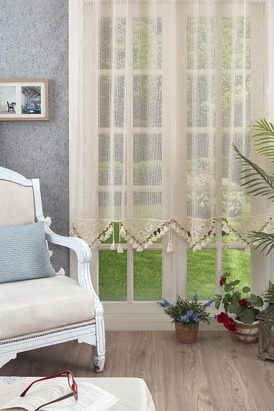ÖDEL HOME ستارة مصنوعة يدويًا من الدانتيل الطبيعي مع تفاصيل بوم بوم
