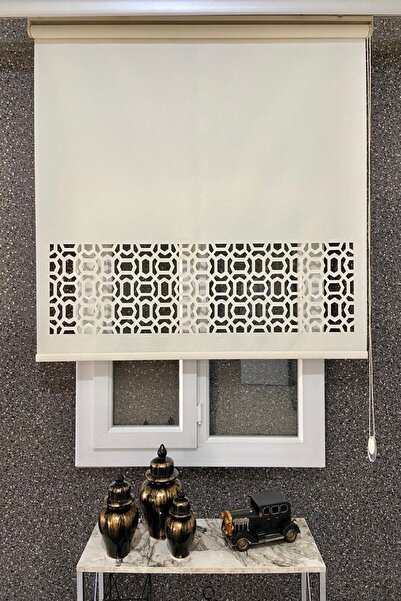 EYMENS HOME Eymen's Ml-310 Lazer Kesim Stor Perde Krem