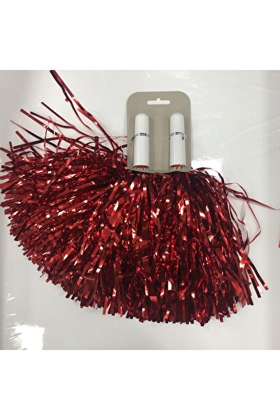 Muka Ponpon Amigo Gösteri Okul Ponpon Renkli 2'li Parlak Metalik Renk Saplı Süs