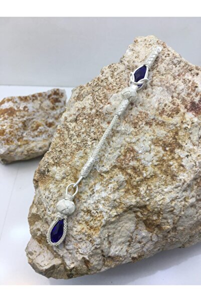 KAZZAZE Navy Blue Stone Silver Tassel