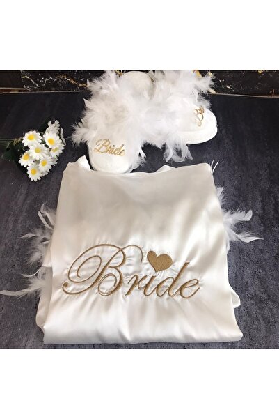 Bebek Çikolatası Bride Sabahlık ' Bride ' Işlemeli Gelin Sabahlık Seti, Bride...