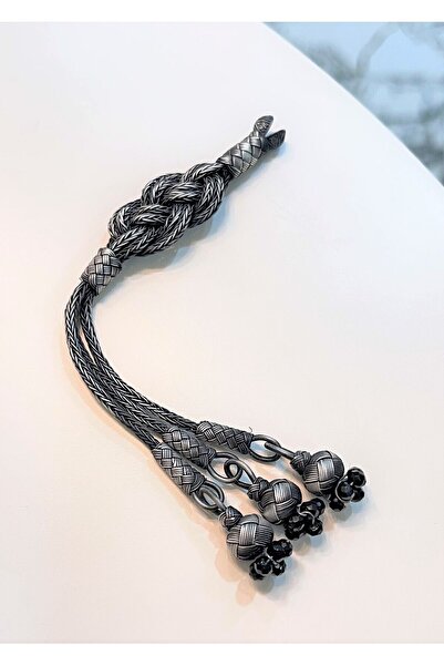 KAZZAZE شرابة فضية مؤكسدة بزخارف إنفينيتي مناسبة لجميع المسببات