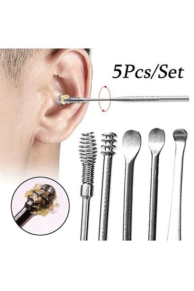 SHAKA 5-Piece Ear Spiral Stainless Steel Cleaning Kit