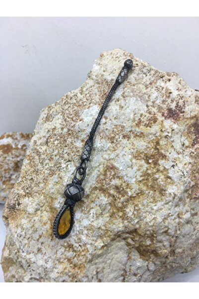 KAZZAZE Mărgele de rugăciune din argint oxidat scurt cu piatră de muștar