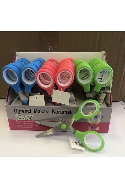 Neon Student Scissors Protected 24 Pieces