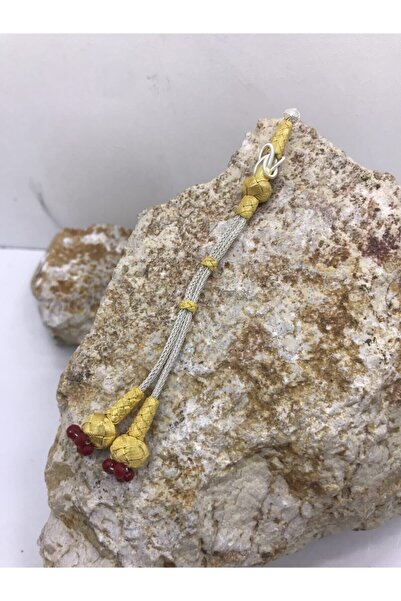 KAZZAZE Red Beaded Silver Kazaziye Double Tassel Long Model