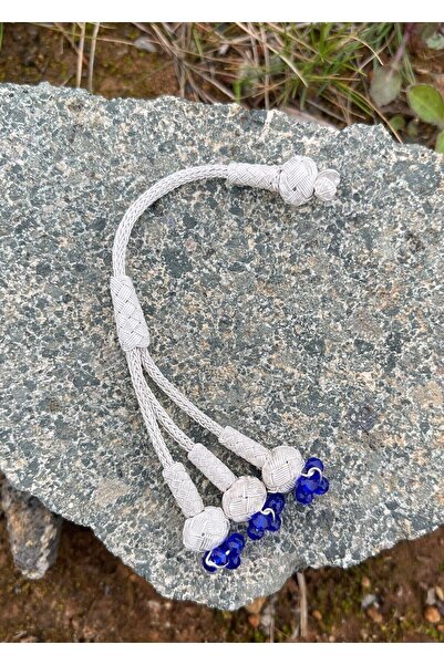 KAZZAZE Три-люлеещ се сребърен Казазие с цветни мъниста и пискюл