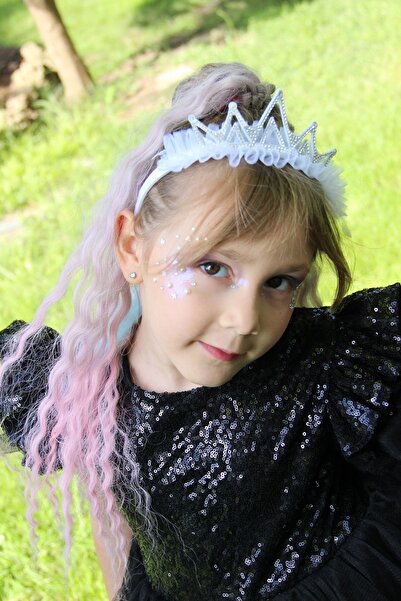 Çılgın saçlar Taşlı Pırlantalı Beyaz Prenses Tacı