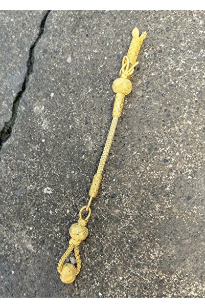 KAZZAZE Gümüş Kazaziye Tekli Top Sallantılı Altın Rengi Tesbih Püskülü