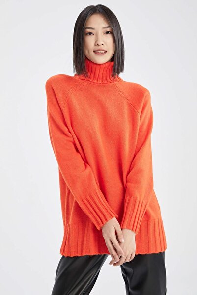 DeFacto Oversize Fit Balıkçı Yaka Uzun Kollu Triko Tunik X7700az22wn